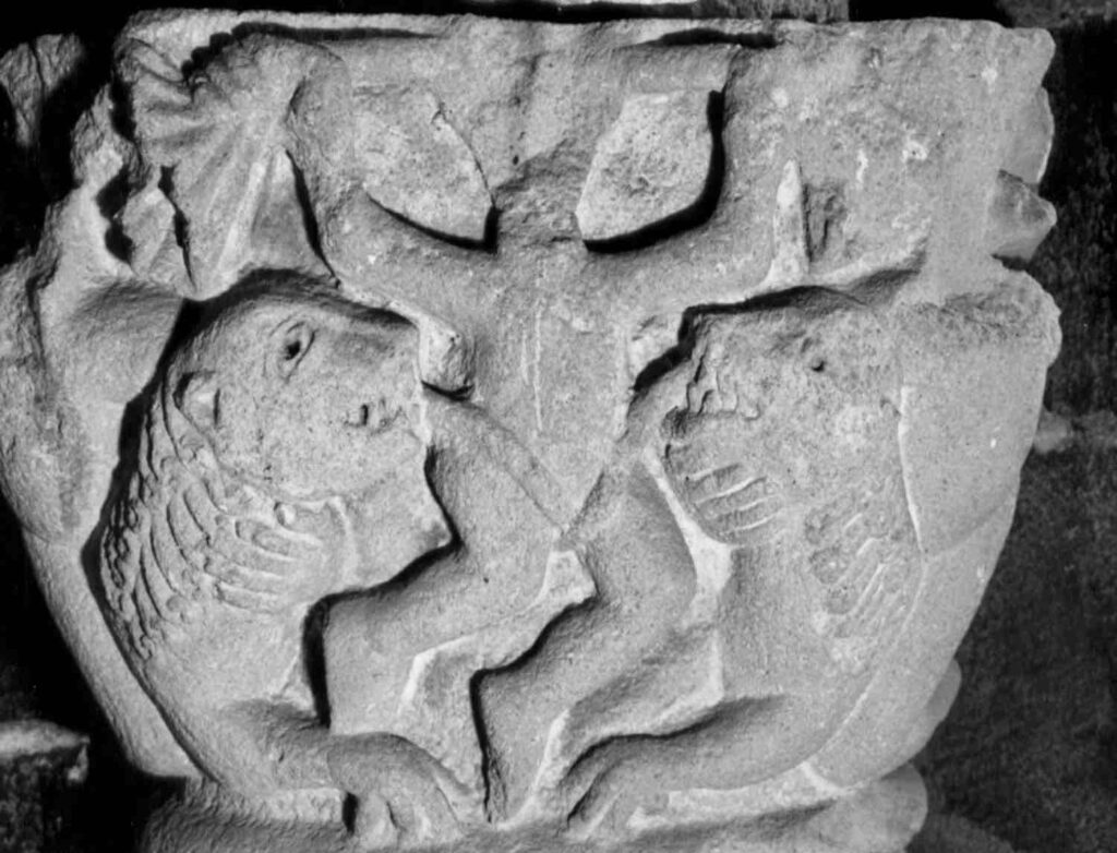 Capital depicting Daniel in the lion’s den, Mozac Museum, France