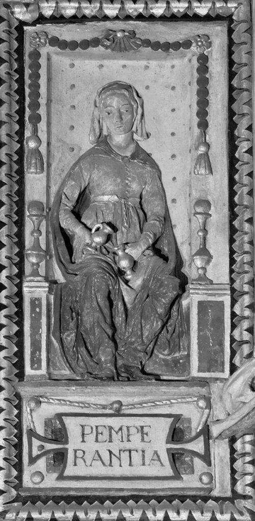 Domenico di Paris, temperantia, relief en stuc, Palazzo Schifanoia, Ferrara